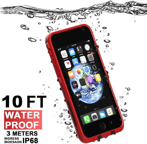 Diverbox Waterproof Case for iPhone SE 2020/iPhone 8, Shockproof IP68 Full-Body Cover with Screen Protector, Bright Red