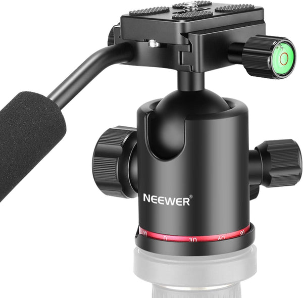 Neewer Heavy Duty Camera Tripod Ball Head with Handle, 360 Degree Panoramic Head for Tripod, Monopod, DSLR Camera