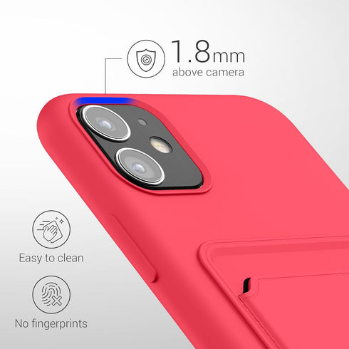 kwmobile Case for Apple iPhone 11 - TPU Phone Cover with Credit Card Holder - Neon Pink
