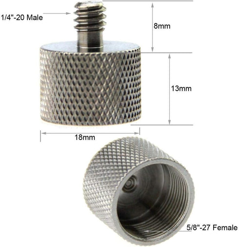 1/4"-20 5/8"-27 0988 CAMVATE Male to Female Microphone Stand Mount for Camera Stud