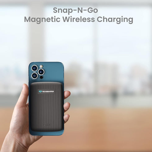 TECHSMARTER 10000mAh Magnetic Wireless Power Bank, 18W USB-C PD Portable Phone Charger. Compatible with iPhone 12, 13, 14 only