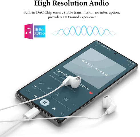 USB C Headphones for iPad Pro iPhone 15 Pro,USB Type C Earphones HiFi Stereo USB C Wired Earbuds with Microphone Volume Control for Samsung S23 Ultra S22 S21 Note20 A54 A53,Pixel 7 6 6a 5 4,OnePlus 9