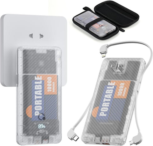 10000mAh Portable Charger Q Slim USB C Power Bank, 5 Output 2 Input, 20W Travel External Battery Pack with Built-in