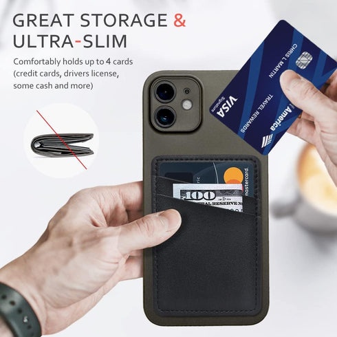 Phone Card Holder for Back of Phone, Leather Phone Wallet Stick On, Credit Card Holder for Phone Case Compatible with