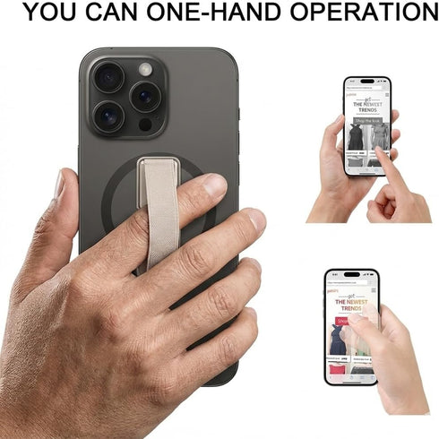 Generic Elastic Phone Grip Holder Strap with Metal Frame Slim Anti-Slip Finger Strap for Smartphones, Universal