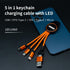 5 in 1 Multi Charging Cable, Short Universal USB Keychain Cable for Travel, Portable Nylon Braided Charging Cord