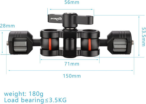 AKIROOD 360 Magic Arm with Double Ball Heads Degree Rotation Articulating Arm for Gimbal Camera Cage,Field Monitor