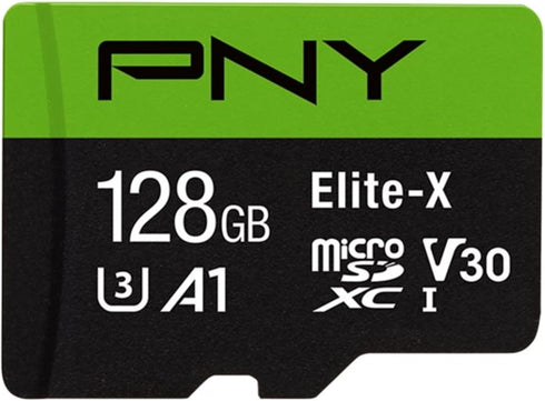 PNY 128GB Elite-X Class 10 U3 V30 microSDXC Flash Memory Card - 100MB/s, Class 10, U3, V30, A1, 4K UHD, Full HD, UHS-I,
