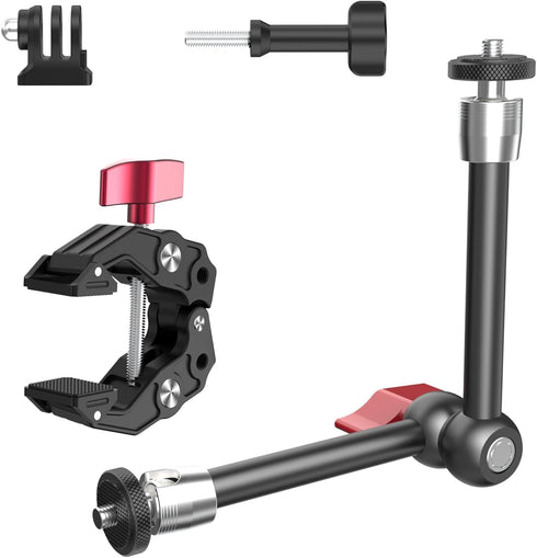 Taisioner 9.8" Magic Arm Clamp Kit with 1/4" 3/8" Screw 360 Ball Heads