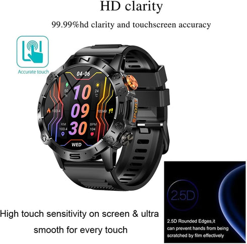 3 Pack Compatible with FOXBOX ST19 Smart Watch 1.43 inch Screen Protector, Tempered Glass for LIGE Smartwatch