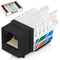 Everest Media Solutions 45° Angled CAT6 Keystone Jack in Black - Slim Profile RJ45 Connector - 10-Pack