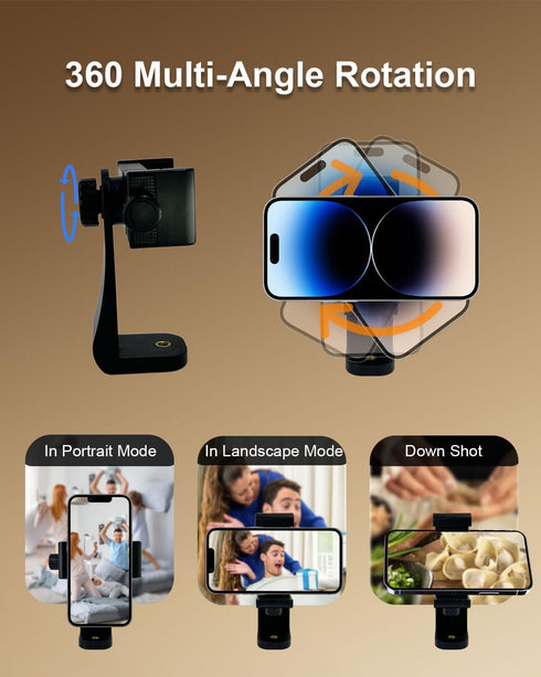 SEYUGOPTI 360 17 16 15 14 Tripod Phone Mount for Selfie Stick Camera Stand Vlogging, Rotates Adjustable Cell Phone Clip