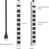 JUNNUJ 8 1200J 15A 125V 1875W, 10 14AWG Metal Outlet Power Strip, Mountable Heavy Duty Power Strip, Surge Protector
