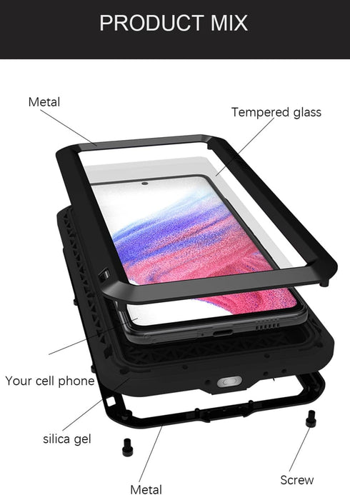 LOVE MEI Galaxy A53 5G Case - Outdoor Sports Waterproof Military Heavy Duty Shockproof Dustproof Hybrid Cover
