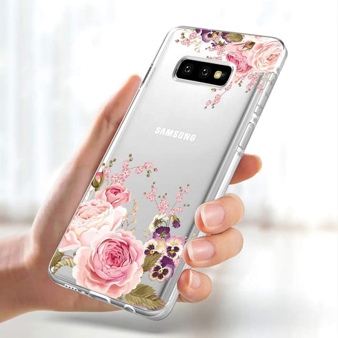 Case for Galaxy S10e 5.8 Inch, Slim Shockproof Clear TPU Floral Protective Case Cover for Samsung Galaxy S10e