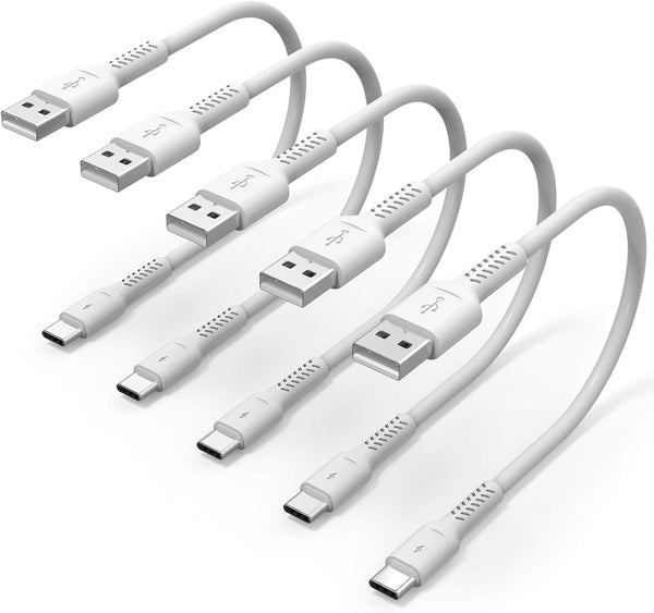 Short USB C Charging Cable 1ft, 5 Pack Durable USB A to USB Type C 3A Fast Charging Cord for Charging Station