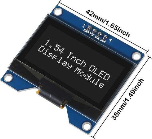 Coliao 2pcs 1.54 Inch I2C 12864 128x64 SSD1309 4 OLED IIC Display Module Pixel Driver Self-Luminous OLED Screen Board