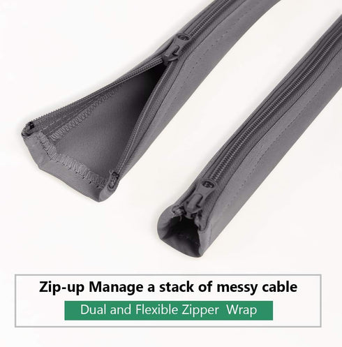 StangH Cable Management Sleeve Organizer, 19 Inch Zip-up Cable Sleeve for Home and Office, 4 Pieces - Grey