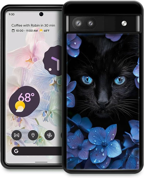 CARLOCA Google Pixel 7a Case, Black Mumbai Clivia Cat, Hard Acrylic Shockproof Phone Case