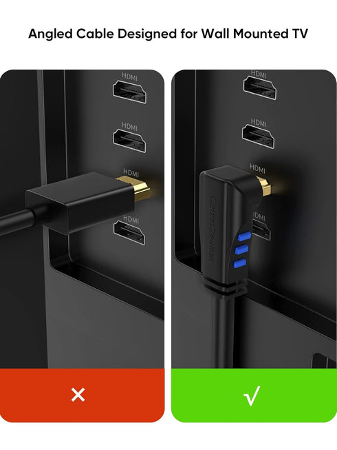 4K 270 4K@60HZ 6ft CableCreation HDMI Cable Right Angle Degree Upward - Supports Ultra HD for Gaming, Streaming