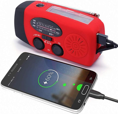 FM/AM/NOAA Weather Radio Mini Emergency Survival Hand Crank Solar Portable with 3 LED Flashlight