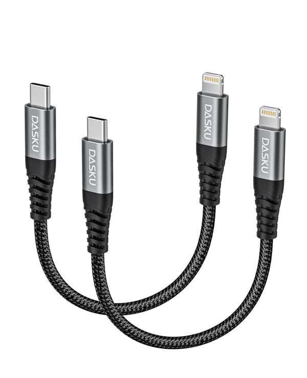 Dasku 1FT USB C to Lightning Cable, 12 inch iPhone Charging Cable, Short Fast Nylon Braided USBC iPhone Charger Cord