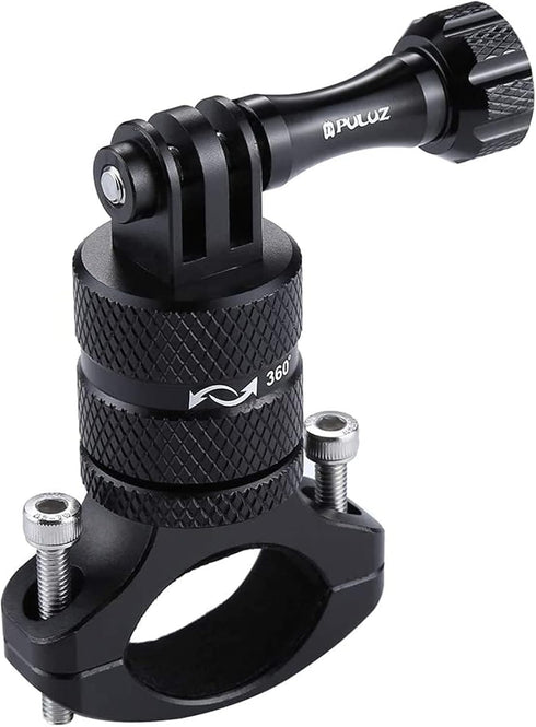 PULUZ Bike Camera Handlebar Mount for GoPro Hero 12/11/10/9/8/7/6, 360 Degree Rotation Aluminum Bicycle Bracket for DJI