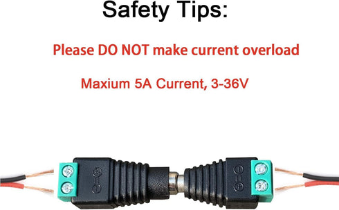 10 Pairs 12V Male+Female DC Power Jack Plug Adapter - 2.1x5.5MM Barrel Connector for CCTV Security Camera