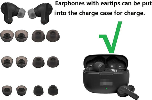 Replacement Ear Tips Compatible with JBL Vibe 200TWS Earbuds, Silicone Ear Buds Ear Cap Ear Plug Eartips Replacement for JBL Earbuds,S/M/L 3 Size 6 Pairs,Black 512