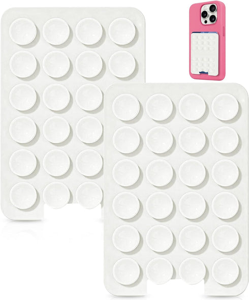 2 PCS Silicone Suction Cup Phone Case Card Holder - Hands-Free, Sturdy
