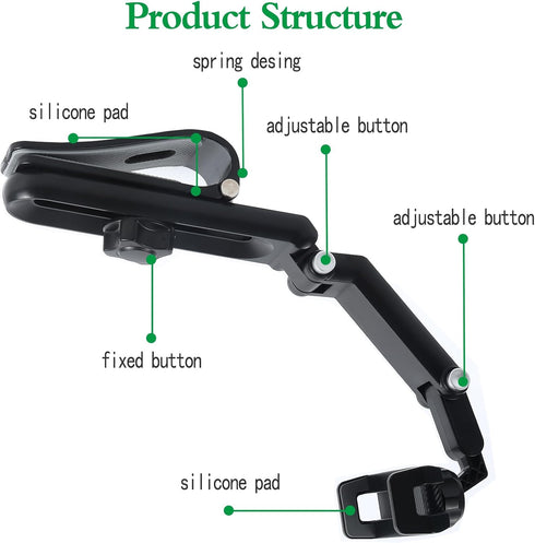 Hiravira 360 1080 Sun Visor Phone Holder, Rotatable and Extendable Car Phone Holder, Multifunction Rear View Mirror