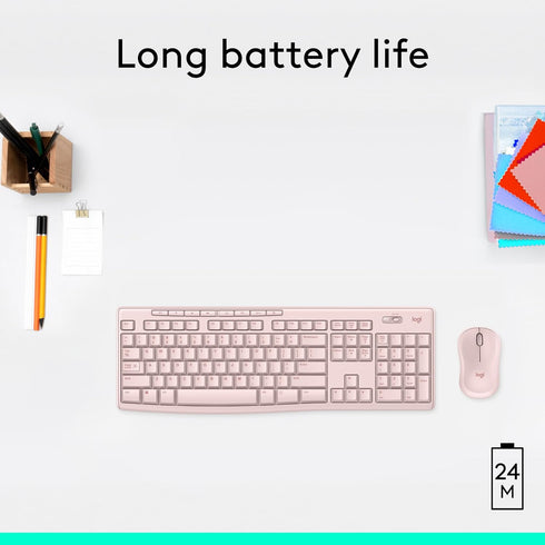 Logitech K270 2.4 8 2-Year Wireless Keyboard for Windows, GHz Wireless, Full-Size, Number Pad, Multimedia Keys, Battery