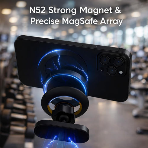 meexzoom 360 Magnetic Phone Holder for Gym, Rotation Adjustable Strong Magnets, Gym Accessories, Phone Mount to Metal