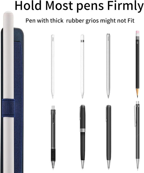 CCSmall Elastic Pocket Stylus Pen Holder with Wrist Strap, Adhesive Sleeve for Cases, Notebooks, Journals, Blue