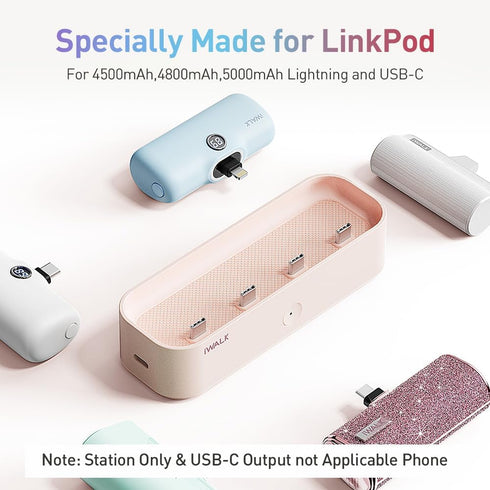 iWALK LinkPod Station Portable Charger 4500mAh, 4800mAh, 5000mAh Power Bank for iPhone Charging Station (Station Only)