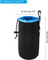 PATIKIL Camera Lens Bag, 2 Pcs 3.9" IDx9.8 H Drawstring Lens Pouch with Thick Protective Neoprene, Lens Case for DSLR Camera Lens, Water Coffee Cups, Black, Blue
