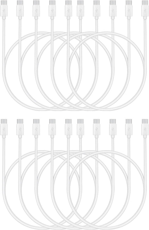 Smays USBC to USBC Cable Bulk 10-Pack 3ft White, Type C to Type C Charging Cable, 20W by Smays