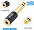 tisino 1/4 Mono to 3.5mm Stereo Adapter, Gold Plated 6.35mm TS Male to 1/8 inch TRS Female Connector - Black, 1 Pack