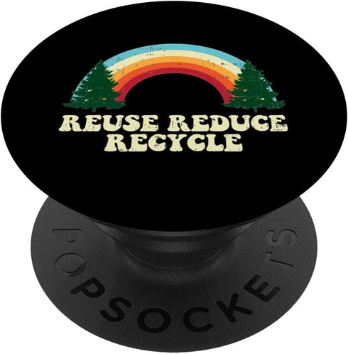 PopSockets Grip and Stand for Phones and Tablets - Reuse Reduce Recycle Trees Rainbow Retro Earth Day 2020 Gift