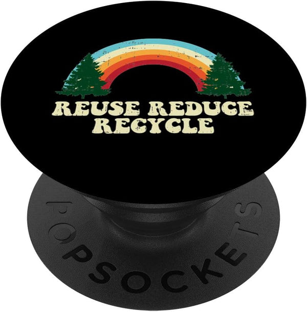 PopSockets Grip and Stand for Phones and Tablets - Reuse Reduce Recycle Trees Rainbow Retro Earth Day 2020 Gift