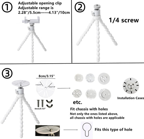 LamYHeng 2Pack Mount,360 1/4" No Drill Security Cameras Degree Rotating Swivel Mini Ball Head Mount ,Flexibl Wall Pole