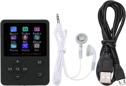 Zopsc MP4 1.8 Inch MP3 32GB Portable Player, Color Video Display, HiFi Player with Headphone Cable, Supports Up to Card