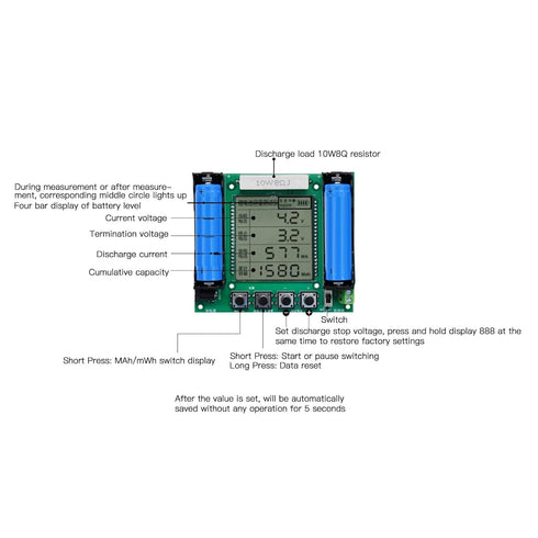 Lithium Battery Capacity Tester M239, High Accuracy Module for Li Ion Battery Measurement, Digital Display