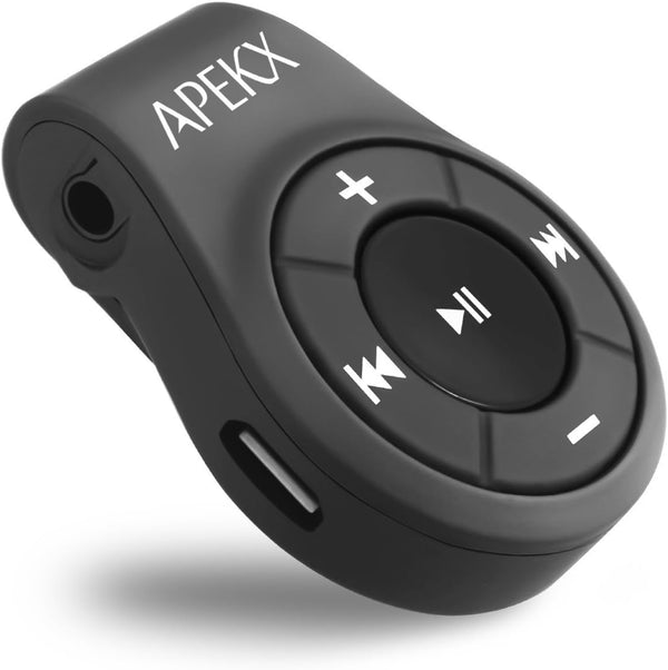 APEKX Clip Bluetooth Audio Adapter for Headphones, Wireless Receiver with MIC for Hands-Free Calls