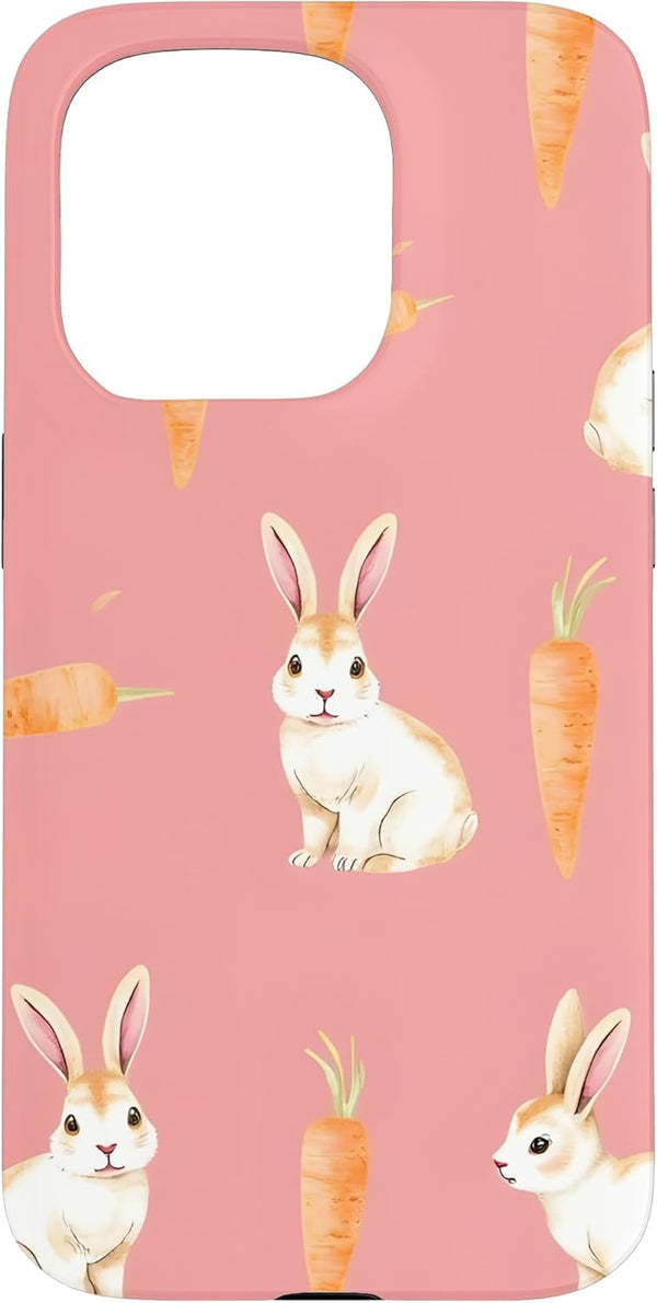 Patternado Studio Cute Bunny Carrot Soft Minimal Animal Spring Design Case for iPhone 15