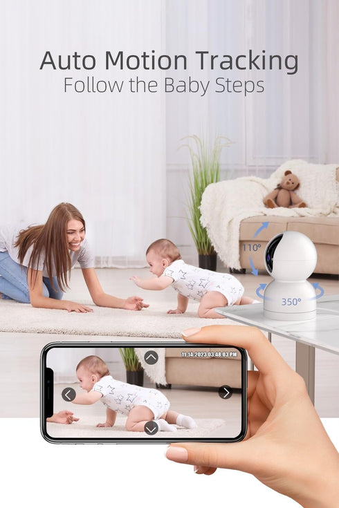 Rraycom 2Pack Baby Camera Monitor for Home Security, 4MP WiFi 6 Indoor Camera, Motion Detection & Tracking