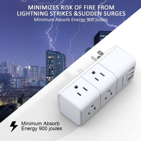 QINLIANF USB Outlet Extender Surge Protector, Multi Plug Power Strip with 3 USB Ports