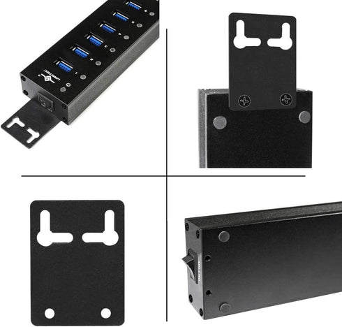 Vantec 10-Port USB 3.0 Hub, Aluminum, Full Powered, Mountable, with All Ports Data & Charging Up to 1.5A, BC 1.2,
