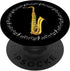 Saxophone Jazz Player Gift - Black PopSockets PopGrip: Swappable Grip for Phones & Tablets with Music Notes in Circle