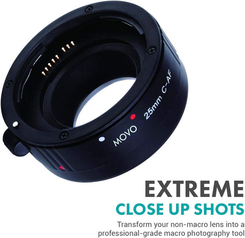 Movo/Kooka AF 25mm Macro Extension Tube for Canon EOS DSLR Cameras